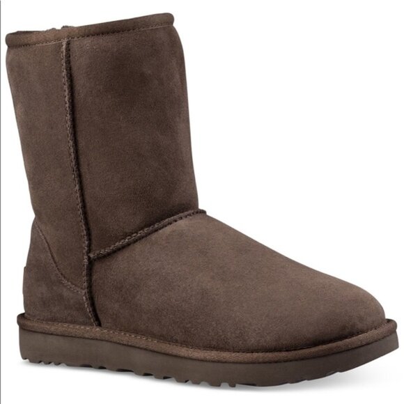 UGG Classic Short 5825 Sheepskin Lined Suede Boots Brown Women's Size 8W - Picture 1 of 9